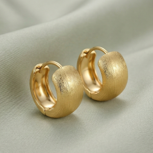 AGOR LUXE 925 Sterling Silver Chunky Huggie Hoop Earrings Gold Plated Brushed Finish Everyday Jewellery for Women