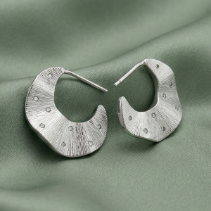 AGOR LUXE 925 Sterling Silver Crescent Moon Half Hoop Earrings Rhodium Finish Celestial Jewellery for Women