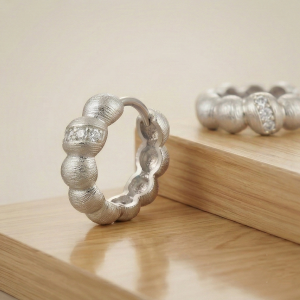 LUXE 925 Sterling Silver Textured Beaded Huggie Hoop Earrings Jewellery for Women
