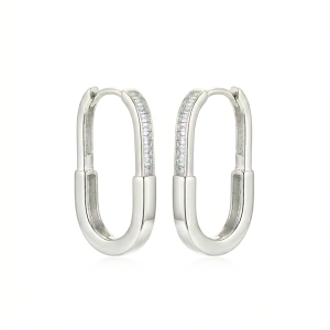 LUXE 925 Sterling Silver Elongated Oval Hoop Earrings Jewellery for Women