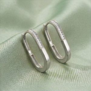AGOR LUXE 925 Sterling Silver Elongated Oval Hoop Earrings Jewellery for Women