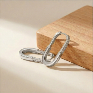 AGOR LUXE 925 Sterling Silver Elongated Oval Hoop Earrings Jewellery for Women