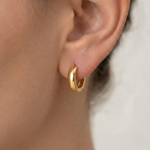 AGOR LUXE 925 Sterling Silver Gold Plated Thick Minimalist Huggie Hoop Earrings Jewellery for Women