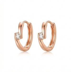 AGOR LUXE 925 Sterling Silver Rose Gold Plated Twisted Huggie Hoop Earrings Minimalist Jewellery