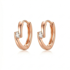 LUXE 925 Sterling Silver Rose Gold Plated Twisted Huggie Hoop Earrings Minimalist Jewellery