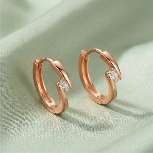 AGOR LUXE 925 Sterling Silver Rose Gold Plated Twisted Huggie Hoop Earrings Minimalist Jewellery