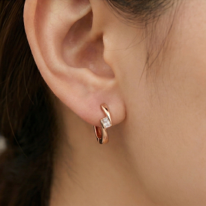 AGOR LUXE 925 Sterling Silver Rose Gold Plated Twisted Huggie Hoop Earrings Minimalist Jewellery