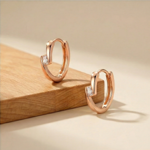 AGOR LUXE 925 Sterling Silver Rose Gold Plated Twisted Huggie Hoop Earrings Minimalist Jewellery