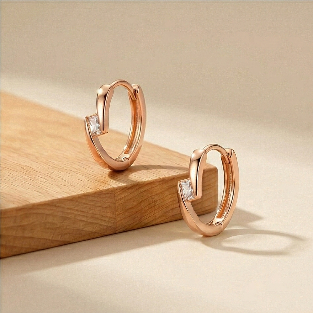 LUXE 925 Sterling Silver Rose Gold Plated Twisted Huggie Hoop Earrings Minimalist Jewellery