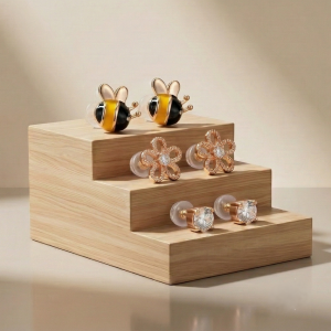 AGOR LUXE 925 Sterling Silver Rose Gold Plated Bee Flower Solitaire Stud Earrings Set of 3 Fine Jewellery for Women