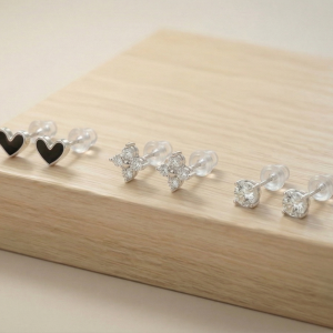 LUXE 925 Sterling Silver Multi-Design Heart and Floral Stud Earrings Set High Polish Enamel Finish Trendy Jewellery for Women