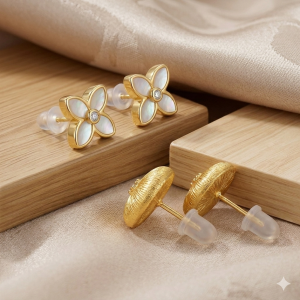 AGOR LUXE 925 Sterling Silver Gold Plated Sunburst Textured Oval Stud Earrings Vintage Style Jewellery
