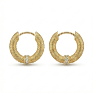 AGOR LUXE 925 Sterling Silver Gold Plated Textured Chunky Hoop Earrings Bold Statement Jewellery