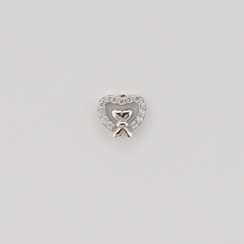 AGOR 925 Sterling Silver Heart Bow Stud Earrings Jewellery for Women & Girls