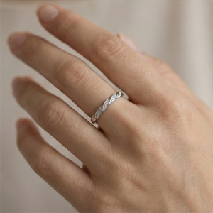 AGOR 925 Sterling Silver Twist Band Ring Adjustable Pave Setting Minimalist Jewellery