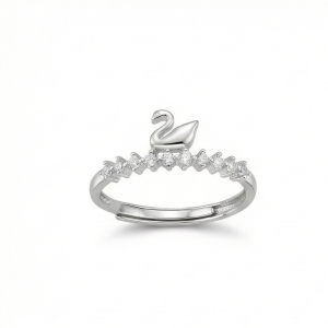 925 Sterling Silver Elegant Swan Motif Adjustable Ring Jewellery for Women
