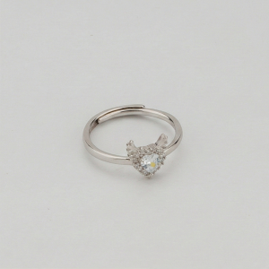 925 Sterling Silver Winged Heart Halo Adjustable Ring Jewellery for Women