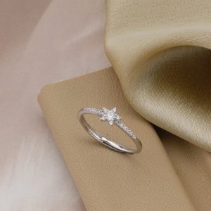 AGOR 925 Sterling Silver Celestial Star Adjustable Ring Jewellery for Women