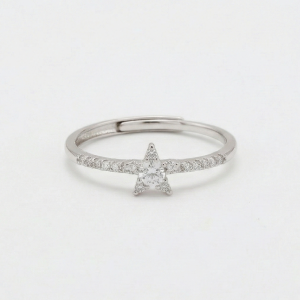 AGOR 925 Sterling Silver Celestial Star Adjustable Ring Jewellery for Women