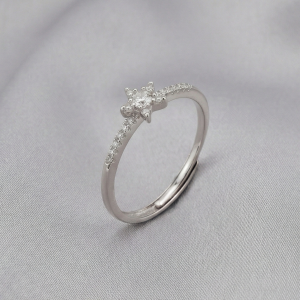 AGOR 925 Sterling Silver Celestial Star Adjustable Ring Jewellery for Women
