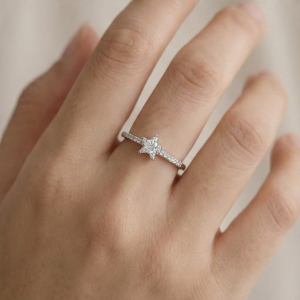 AGOR 925 Sterling Silver Celestial Star Adjustable Ring Jewellery for Women