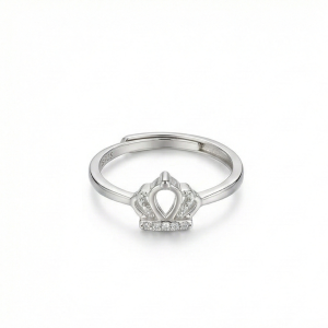AGOR 925 Sterling Silver Royal Crown Tiara Adjustable Ring Jewellery for Women