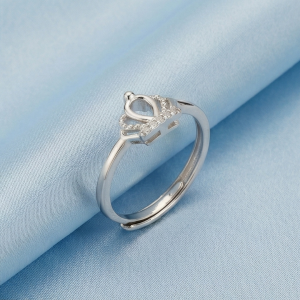 AGOR 925 Sterling Silver Royal Crown Tiara Adjustable Ring Jewellery for Women