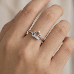 AGOR 925 Sterling Silver Royal Crown Tiara Adjustable Ring Jewellery for Women