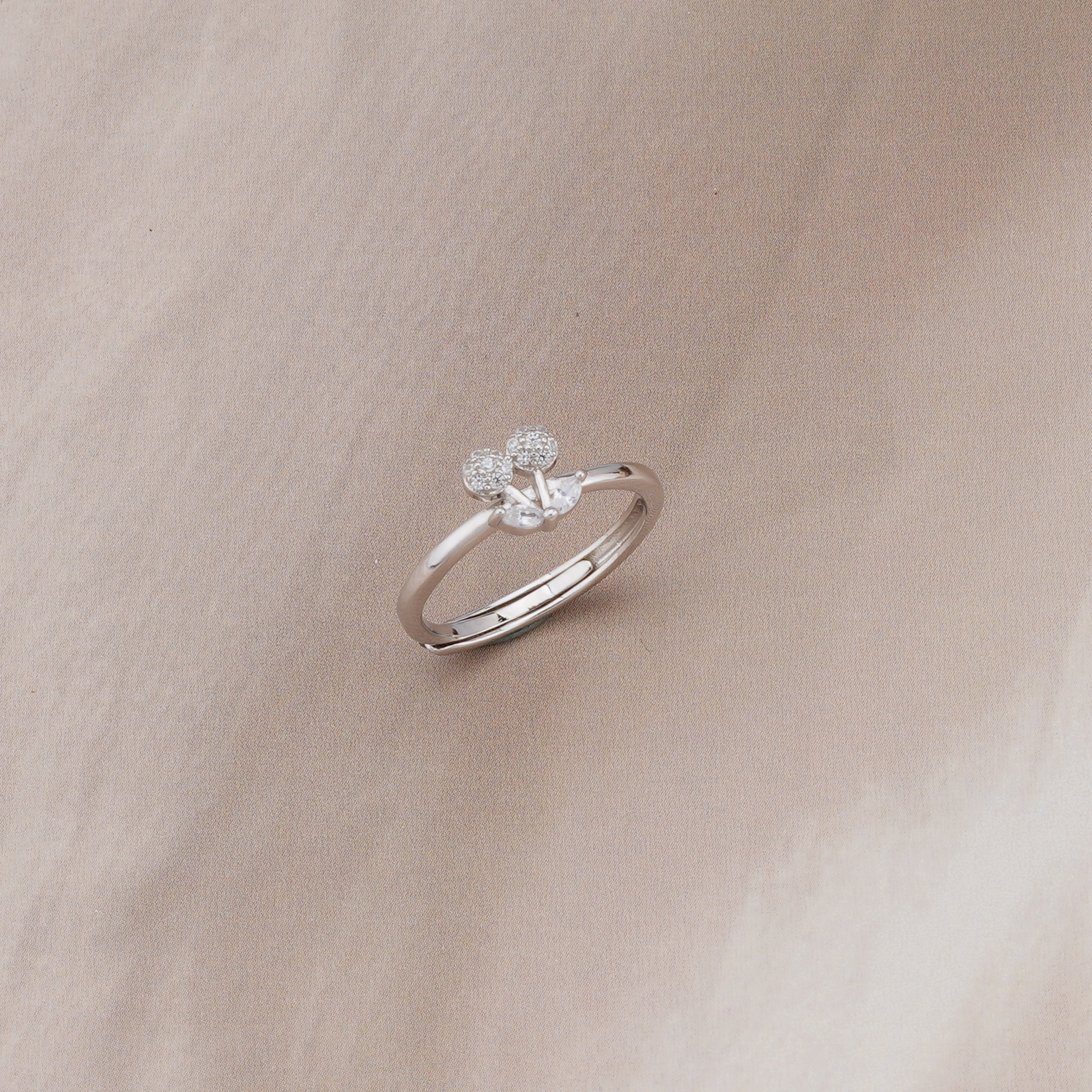 925 Sterling Silver Sweet Cherry Motif Adjustable Ring Jewellery for Women