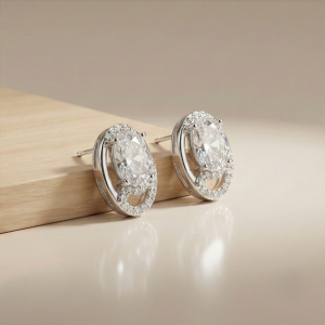 AGOR 925 Sterling Silver Oval Solitaire Swirl Stud Earrings Romantic Jewellery for Women
