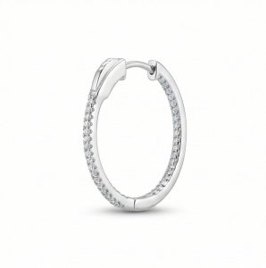 AGOR 925 Sterling Silver Inside-Out Pave Oval Hoop Earrings Classic Jewellery for Women