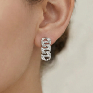 AGOR 925 Sterling Silver Geometric Chain Link Drop Earrings Contemporary Jewellery for Women