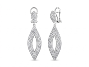 AGOR 925 Sterling Silver Openwork Marquise Drop Earrings Bridal Jewellery for Women