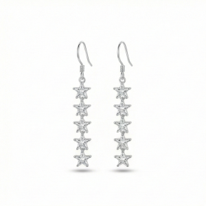 AGOR 925 Sterling Silver Celestial Star Dangler Earrings Shining Jewellery for Women