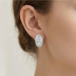 AGOR 925 Sterling Silver Oval Luxury Solitaire Statement Stud Earrings Party Jewellery for Women