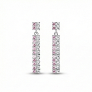 AGOR 925 Sterling Silver Two-Tone Linear Drop Earrings in Silver Finish Women's Jewellery