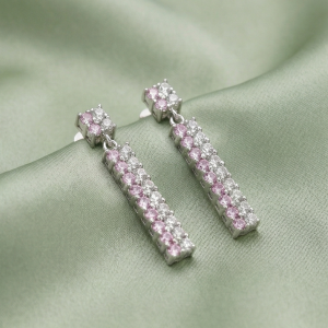 AGOR 925 Sterling Silver Two-Tone Linear Drop Earrings in Silver Finish Women's Jewellery