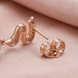 AGOR 925 Sterling Silver Rose Gold Plated Pearl and Swirl Drop Earrings Jewellery