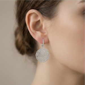 AGOR 925 Sterling Silver Intricate Celtic Knot Drop Earrings High Polish Rhodium Women's Jewellery