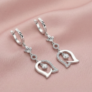 925 Sterling Silver Floral Tulip Drop Earrings High Polish Rhodium Women's Jewellery