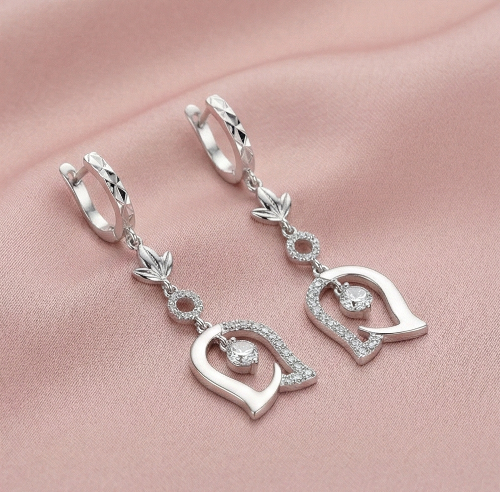 925 Sterling Silver Floral Tulip Drop Earrings High Polish Rhodium Women's Jewellery