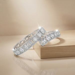 AGOR 925 Sterling Silver Bypass Hinged Bangle High Polish Rhodium Finish Jewellery