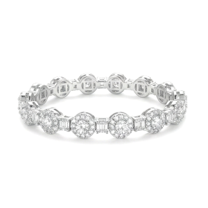 AGOR 925 Sterling Silver Halo Link Hinged Kada Bracelet High Polish Rhodium Finish Bridal Jewellery