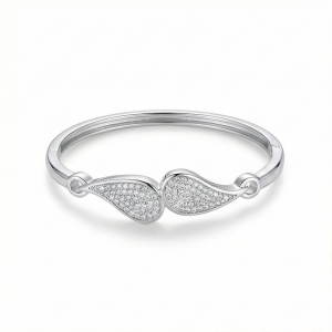AGOR 925 Sterling Silver Teardrop Motif Kada Bracelet High Polish Rhodium Finish Minimalist Jewellery