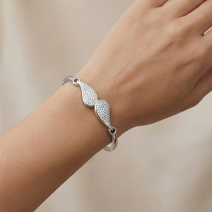 AGOR 925 Sterling Silver Teardrop Motif Kada Bracelet High Polish Rhodium Finish Minimalist Jewellery