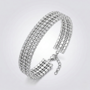 AGOR 925 Sterling Silver Triple Row Statement Tennis Bracelet Premium Jewellery for Women