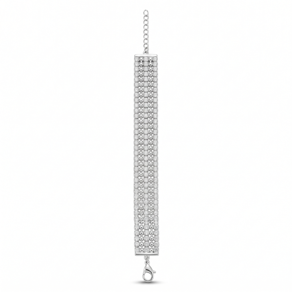 AGOR 925 Sterling Silver Triple Row Statement Tennis Bracelet Premium Jewellery for Women