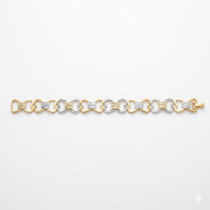AGOR 925 Sterling Silver Two Tone Heart Link Bracelet Premium Jewellery for Women