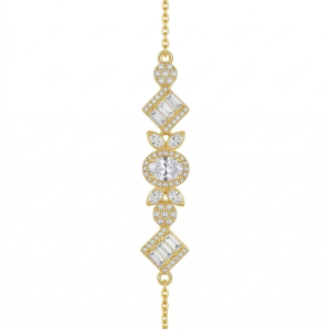 AGOR 925 Sterling Silver Gold Plated Vintage Inspired Statement Chain Bracelet Premium Jewellery for Women