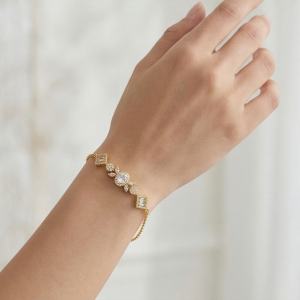 AGOR 925 Sterling Silver Gold Plated Vintage Inspired Statement Chain Bracelet Premium Jewellery for Women